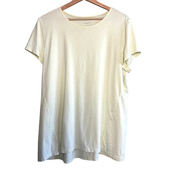 Pure Jill Fit Stretch Tee Yellow Green Short Sleeve Top Size Large - Picture 1 of 4